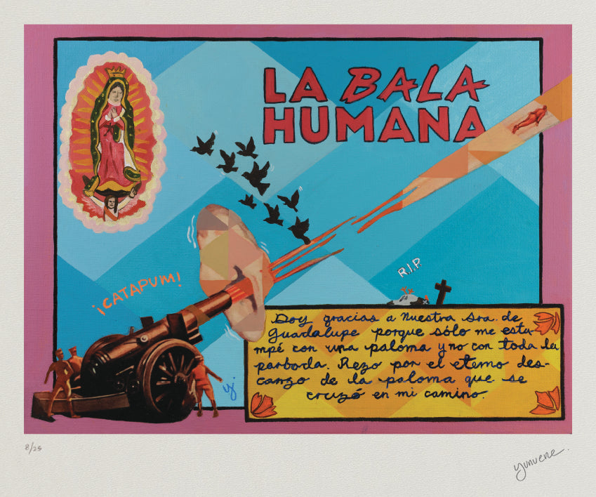 The Human Bullet. Signed Print. Limited edition